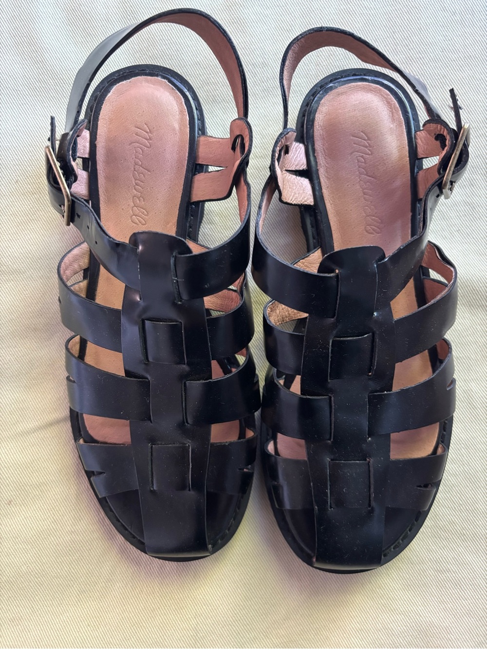 Madewell Black Woven Leather Fisherman Sandal